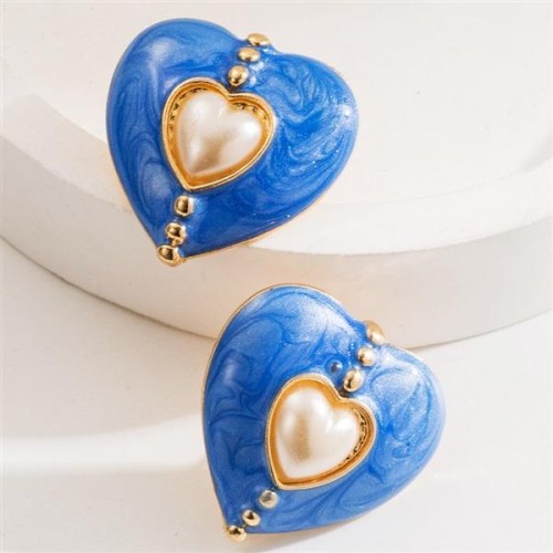 occidental style trend fashion love ear stud retro high embed Pearl elegant all-Purpose earrings Earring
