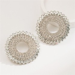 occidental style fashion colorful diamond Round diamond sun flower earrings big circle exaggerating personality