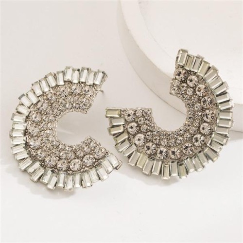 occidental style fashion luxurious exaggerating earrings retro palace temperament color flash diamond hollow ea
