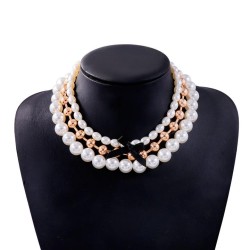 fashion multilayer Pearl necklace pure handmade bow necklace exaggerating temp..