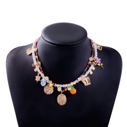  wind multilayer beads necklace temperament imitate Pearl charm pendant lady n..