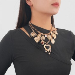 Metal multilayer love pendant charm lady necklace occidental style