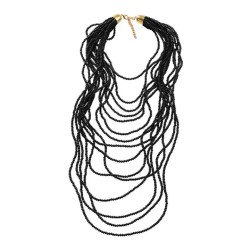 black beads multilayer retro exaggerating temperament lady necklace occidental..