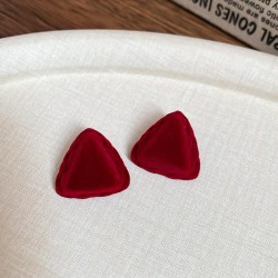 silver velvet triangle ear stud brief earrings fashion temperament retro samll..