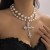 occidental style punk wind cross necklace black exaggerating embed imitate Pearl multilayer