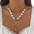 occidental style punk wind cross necklace black exaggerating embed imitate Pearl multilayer