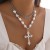occidental style punk wind cross necklace black exaggerating embed imitate Pearl multilayer