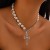 occidental style punk wind cross necklace black exaggerating embed imitate Pearl multilayer