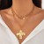 occidental style fashion punkins wind Metal cross necklace O buckle chain woman