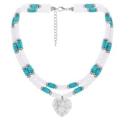 occidental style fresh sweet love pendant necklace Double layer turquoise clav..