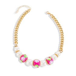 retro personality brief beads necklace  geometry Pearl christmas series clavic..