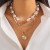 occidental style  Pearl clavicle chain  retro Metal pendant multilayer necklace