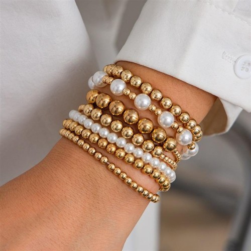 occidental style  Pearl beads multilayer bracelet  retro beads elasticity set