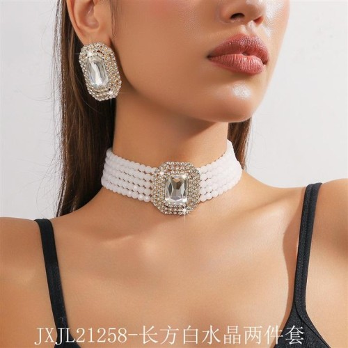 occidental style luxurious multilayer crystal glass geometry big long chain 