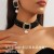 occidental style luxurious  multilayer crystal glass geometry chain ear stud co