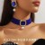 occidental style luxurious  multilayer crystal glass geometry chain ear stud co