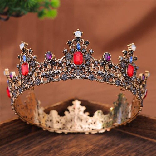 retro luxurious circle crown head Alloy color diamond bride