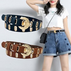 ( black) Metal eyes belt lady belt Korean style all-Purpose fashion hollow orn..