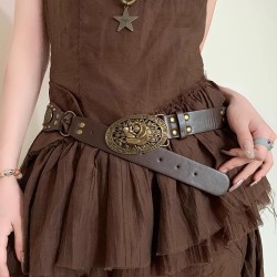 ( Brown)Bohemia wind color belt women dressyk all-Purpose retro samll belt