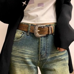 ( brown) retro color width belt woman Autumn and Winteryk all-Purpose belt Cow..