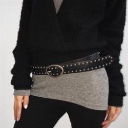 ( black)occidental style wind personality punk Rivet Irregular belt Metal buck..
