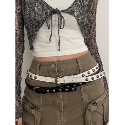 ( black) retro belt woman leisure Rivet belt punk wind Metal Rock personality ..