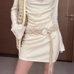 ( rice white gold buckle)hollow belt Bohemia wind tassel Shells ethnic style S..