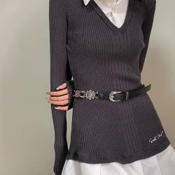 ( black) retro belt woman fashion carving beltyk samll personality collocation..