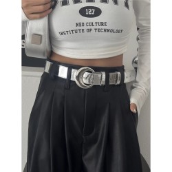 ( Silver)silver color glossy material belt women dress accessories Cowboy big ..