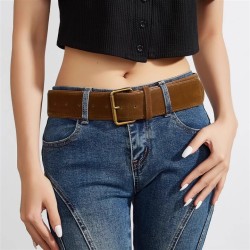 ( Dark brown) Autumn and Winter velvet surface personality buckle buckle head ..