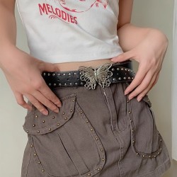 ( rose Red)Korean style butterfly belt collocation Cowboy Waist retraction thi..