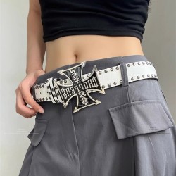 ( black)width belt retro cross Word Rivet belt super man woman samll belt orna..