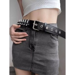 ( black)superyk Rivet head belt black punk personality man woman Cowboy orname..