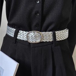 ( black)weave twisted style lady belt   fashion all-Purpose buckle ornament co..