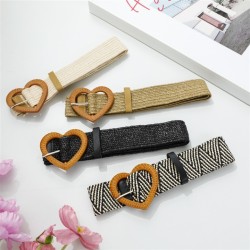 ( heart shaped  black)Korean style cotton windPP buckle Tightness weave belt buckle Dress long ornament belt