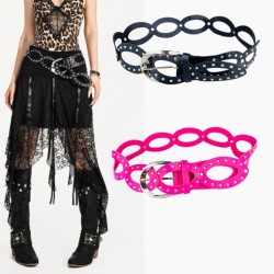 ( black)belt woman all-Purpose personality punkY Alloy Rivet width belt belt b..