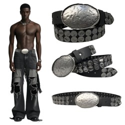 ( black)occidental style Rivet belt man Rivet personality fashion punk wind be..