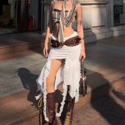 more medium retro punk Rivet splice occidental style wind belt Girdle