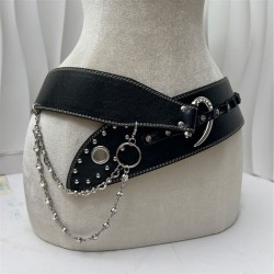 ( black)occidental style punk wind Rivet retro black belt belt woman flash dia..