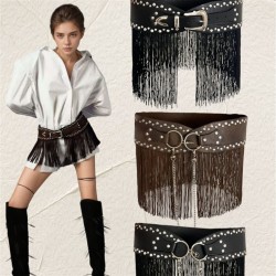 ( black) tassel Rivet belt width Girdle personality fashion all-Purpose occide..