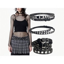 ( blackCM)Double circle eyes belt  long punk Rivet belt  belt