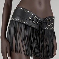 occidental style punk wind personality long tassel lady Girdle fashion Rivet w..