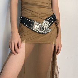 ( black) diamond splice width Girdle  diamond high belt lady  big Imitation leather Tightness belt