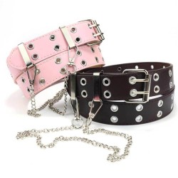 ( black) punk belt women dress all-Purposeyk samll color chain Cowboy belt eye..