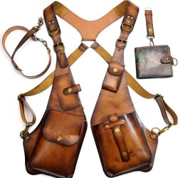 ( black) medium punk retro belt bagOPY leather coin bag