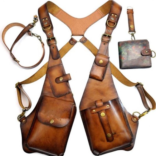 ( black) medium punk retro belt bagOPY leather coin bag