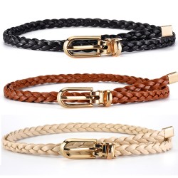 ( black)Korean style fashion lady ornament weave belt candy colors samll belt ..