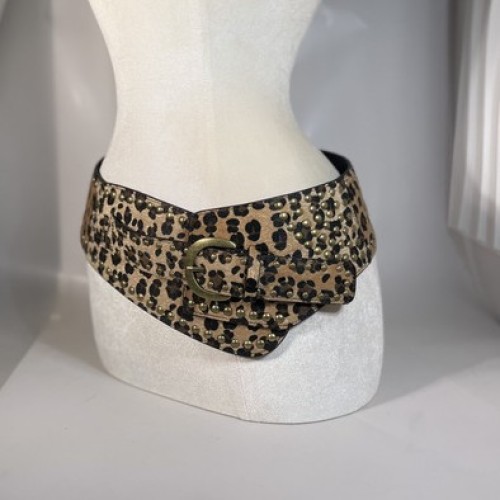 ( leopard print)  occidental styleYk Autumn and Winter leopard width belt  Rivet all-Purpose Girdle