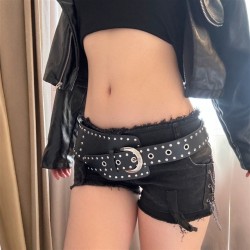 ( black silver buckle)Yk Rivet belt woman samll Girdle all-Purpose Dress Cowbo..