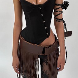 ( black) samll tassel width belt punk belt belt occidental style Girdle